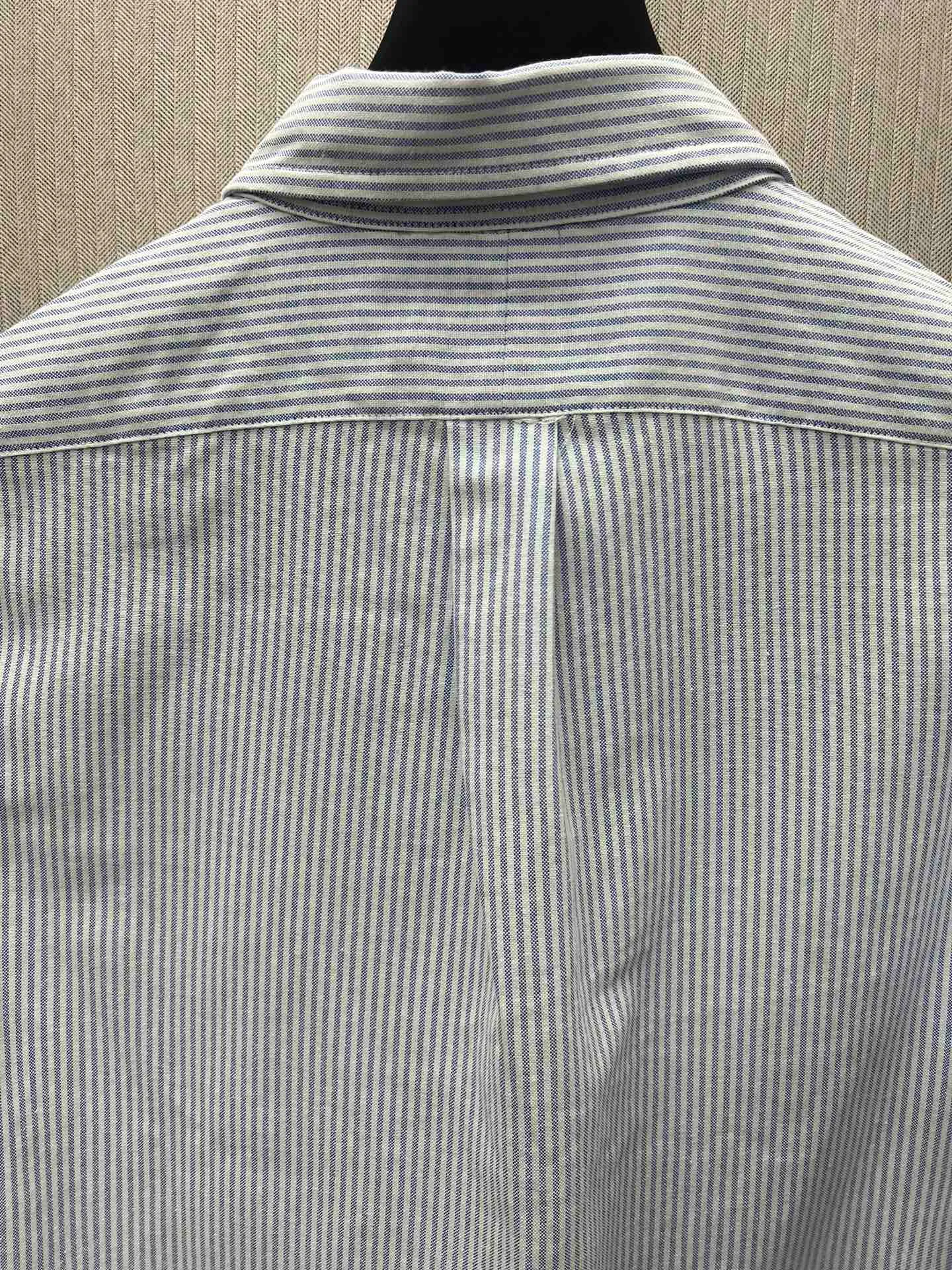 🅿️460 Polo 25ss new Logo embroidered striped square collar casual long-sleeved shirt Men's size: XS.S.M.L.XL.